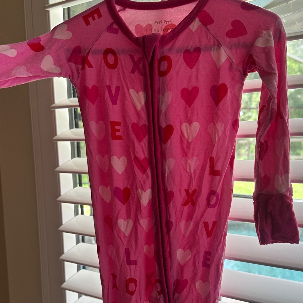 Little Sleepies Pink Heart Valentine Print Zippy